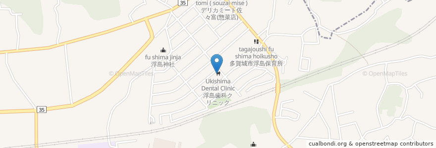 Mapa de ubicacion de 浮島歯科クリニック en ژاپن, 宮城県, 多賀城市.