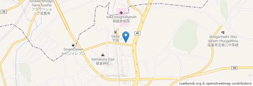 Mapa de ubicacion de 木ぼこ en Япония, Мияги, 多賀城市, 塩竈市.