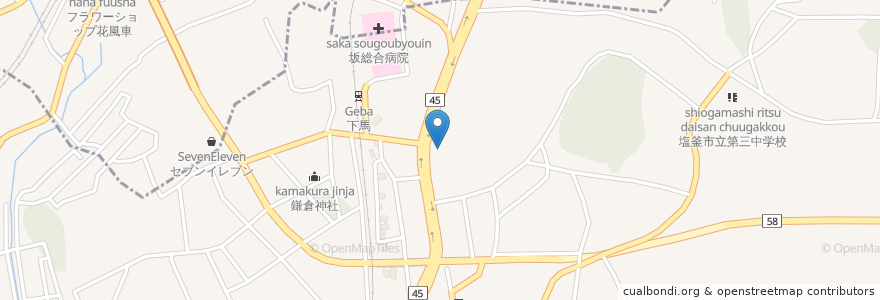 Mapa de ubicacion de 直ちゃん en 日本, 宮城県, 多賀城市, 塩竈市.