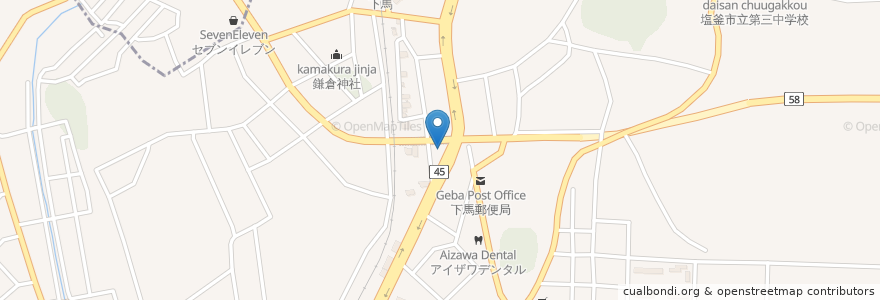 Mapa de ubicacion de 七十七銀行 下馬支店 en Japan, Präfektur Miyagi, 多賀城市.