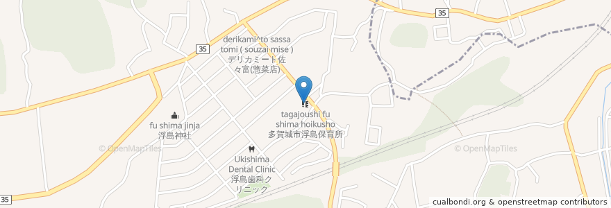 Mapa de ubicacion de 多賀城市浮島保育所 en Japan, Miyagi Prefecture, Tagajo.