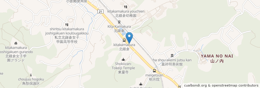 Mapa de ubicacion de Mamiana Cafe en 日本, 神奈川県, 鎌倉市.