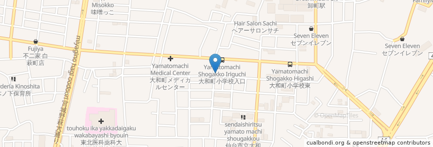 Mapa de ubicacion de 大和耳鼻咽喉科 en Japon, Préfecture De Miyagi, 仙台市, 若林区.