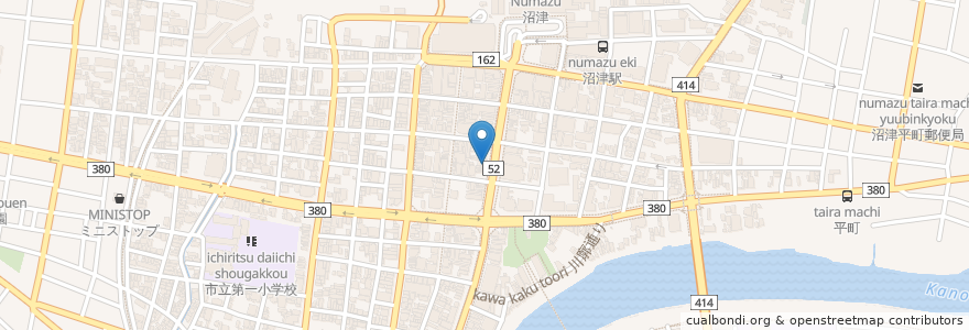 Mapa de ubicacion de ボルカノ en 日本, 静岡県, 沼津市.