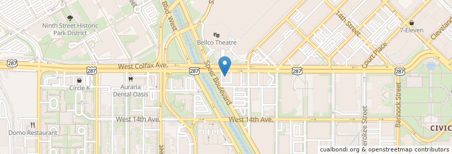 Mapa de ubicacion de Denver Diner en Stati Uniti D'America, Colorado, Denver County, Denver.
