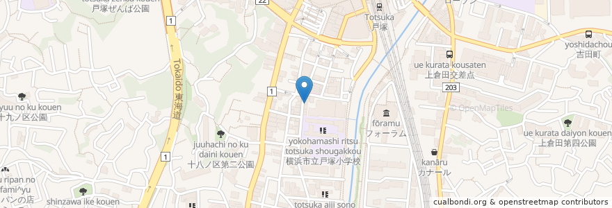 Mapa de ubicacion de 麺場 絆1048 en 日本, 神奈川縣, 横滨市, 戸塚区.