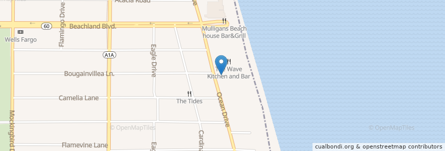 Mapa de ubicacion de Waldos at Driftwood Resort en 미국, 플로리다주, Indian River County, Vero Beach.