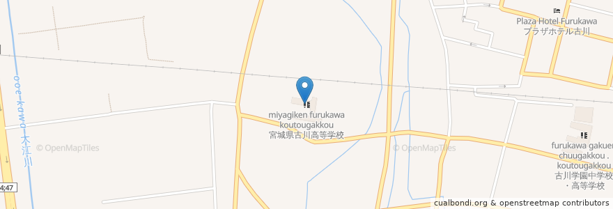 Mapa de ubicacion de 宮城県古川高等学校 en 日本, 宫城县, 大崎市.