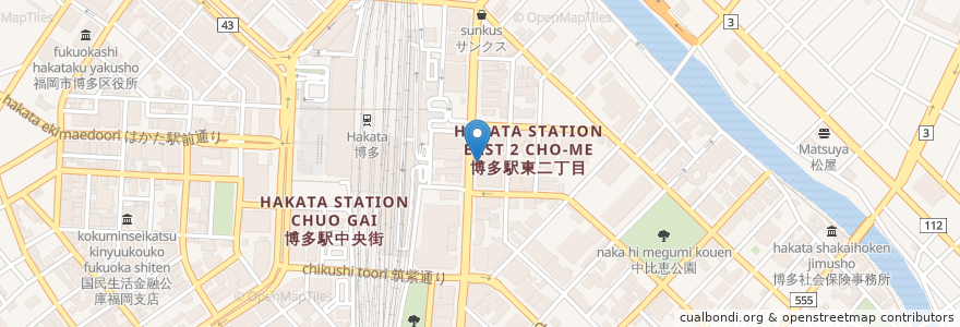 Mapa de ubicacion de やよい軒 筑紫口店 en Япония, Фукуока, 福岡市, 博多区.