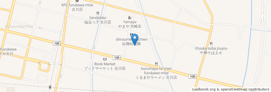 Mapa de ubicacion de カワチ薬品 古川駅東店 en اليابان, 宮城県, 大崎市.