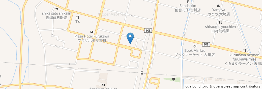 Mapa de ubicacion de 七十七銀行 古川支店 en Japon, Préfecture De Miyagi, 大崎市.