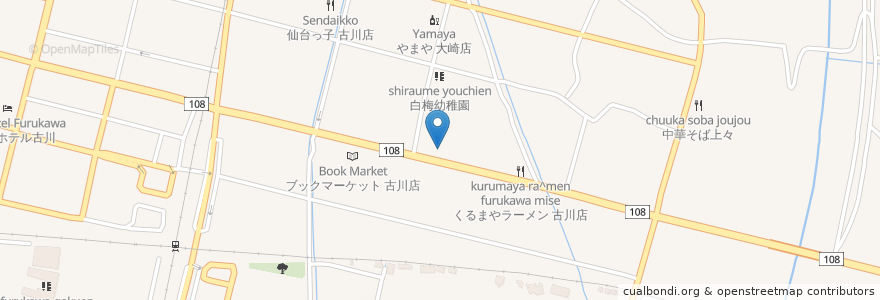 Mapa de ubicacion de 幸楽苑 新古川店 en 日本, 宮城県, 大崎市.