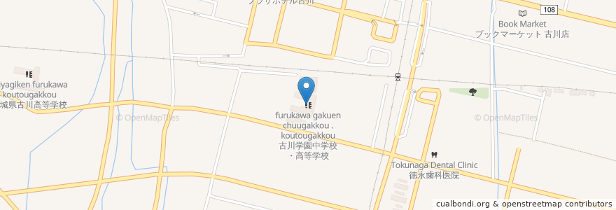 Mapa de ubicacion de 古川学園中学校・高等学校 en Japão, 宮城県, 大崎市.