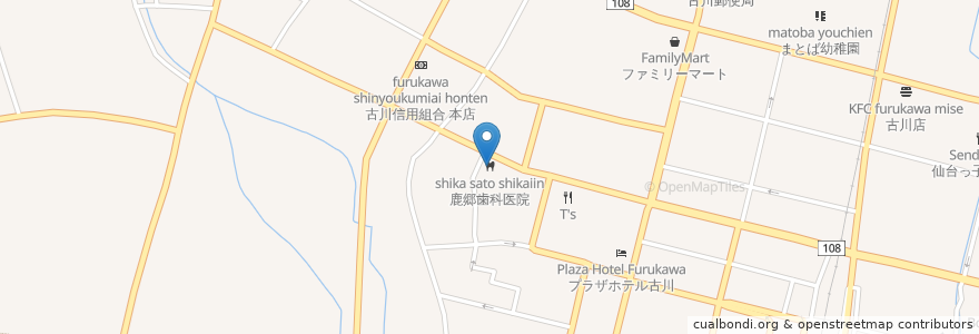 Mapa de ubicacion de 鹿郷歯科医院 en 日本, 宮城県, 大崎市.
