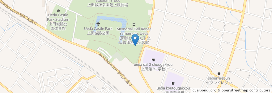Mapa de ubicacion de 喫煙所 en ژاپن, 長野県, 上田市.
