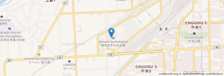Mapa de ubicacion de 大ホール en Jepun, 神奈川県, 海老名市.