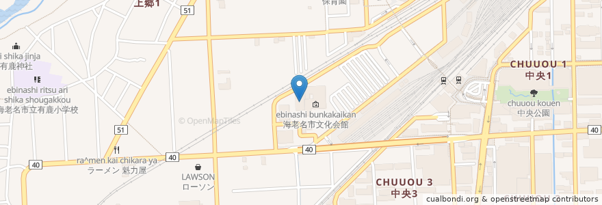 Mapa de ubicacion de 小ホール en Jepun, 神奈川県, 海老名市.