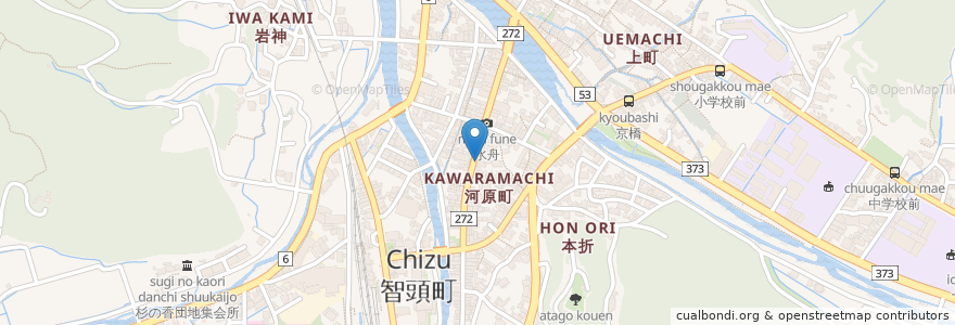 Mapa de ubicacion de 智頭町消防団 河原町分団 en Japan, Präfektur Tottori, 八頭郡, 智頭町.