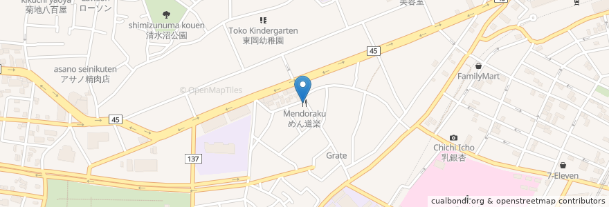 Mapa de ubicacion de めん道楽 en اليابان, 宮城県, 仙台市, 宮城野区.