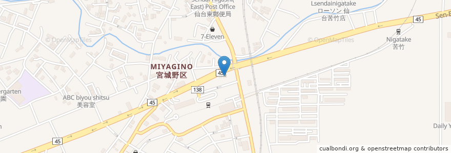 Mapa de ubicacion de 仙味軒 en Jepun, 宮城県, 仙台市, 宮城野区.