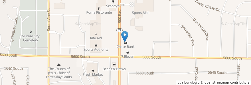 Mapa de ubicacion de Chase en Estados Unidos De América, Utah, Salt Lake County, Murray.