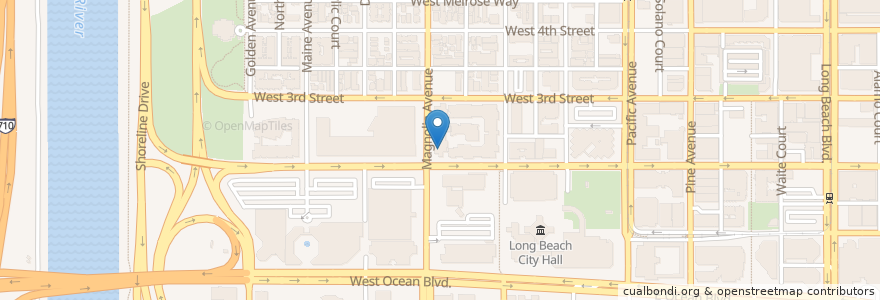 Mapa de ubicacion de Starbucks en Amerika Birleşik Devletleri, Kaliforniya, Los Angeles County, Long Beach.