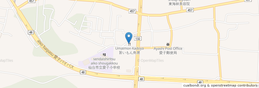 Mapa de ubicacion de 旨いもん角屋 en 일본, 미야기현, 仙台市, 青葉区.