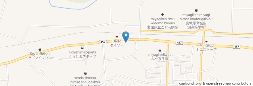 Mapa de ubicacion de 杜の都信用金庫 en Jepun, 宮城県, 仙台市, 青葉区.