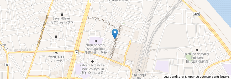 Mapa de ubicacion de 千住おとんば en ژاپن, 東京都, 足立区.