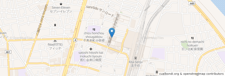 Mapa de ubicacion de 三間堂 en Japonya, 東京都, 足立区.