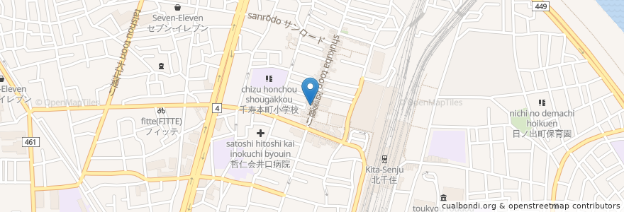 Mapa de ubicacion de 日本海庄屋 en 日本, 東京都, 足立区.