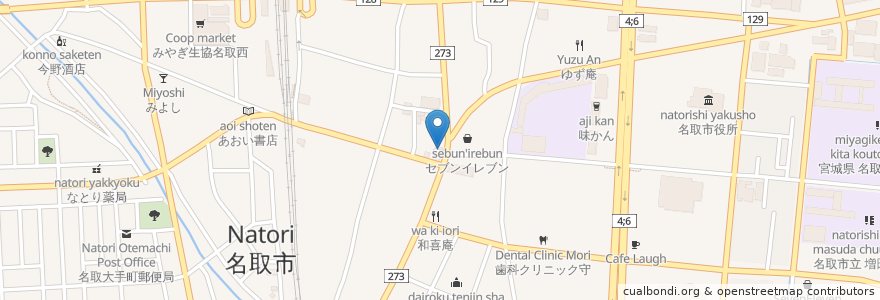 Mapa de ubicacion de 蔵夕家 en Japan, 宮城県, 名取市.