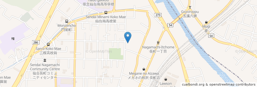 Mapa de ubicacion de 結城内科 en 日本, 宮城県, 仙台市, 太白区.