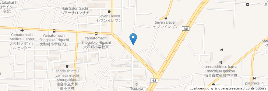 Mapa de ubicacion de やまと歯科クリニック en Japão, 宮城県, 仙台市, 若林区.
