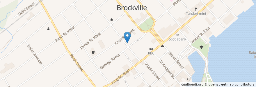 Mapa de ubicacion de Buell Street Bistro en Brockville, カナダ.
