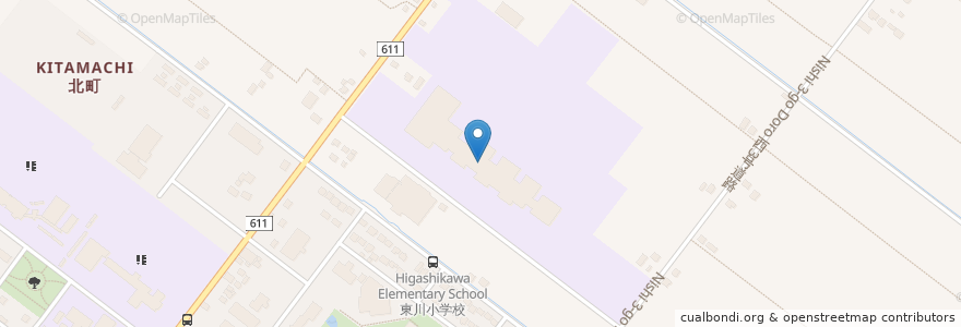 Mapa de ubicacion de 東川小学校 en 日本, 北海道, 上川総合振興局, 上川郡(石狩国), 東川町.