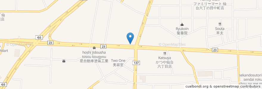 Mapa de ubicacion de モスバーガー en Japonya, 宮城県, 仙台市, 若林区.