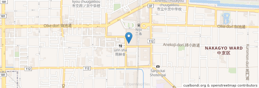 Mapa de ubicacion de 李朝園 en Japon, Préfecture De Kyoto, 京都市, 中京区.