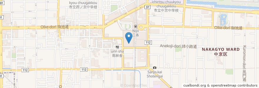 Mapa de ubicacion de 無尽蔵 en ژاپن, 京都府, 京都市, 中京区.