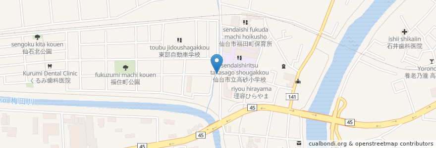 Mapa de ubicacion de のらくろや福田町店 en 日本, 宫城县, 仙台市, 宮城野区.