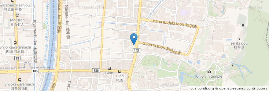 Mapa de ubicacion de 半蔵コロッケ en Japón, Prefectura De Kioto, Kioto, 東山区.