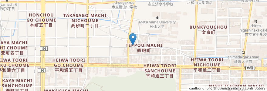 Mapa de ubicacion de はいから亭 en Japan, Präfektur Ehime, 松山市.