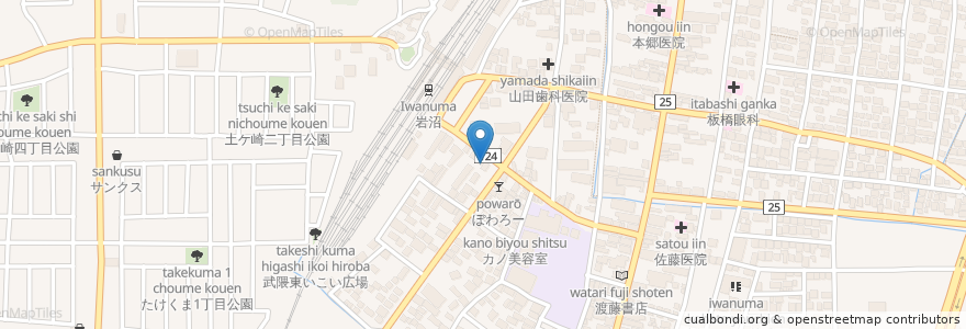 Mapa de ubicacion de 麺酒場高ちゃん en اليابان, 宮城県, 岩沼市.