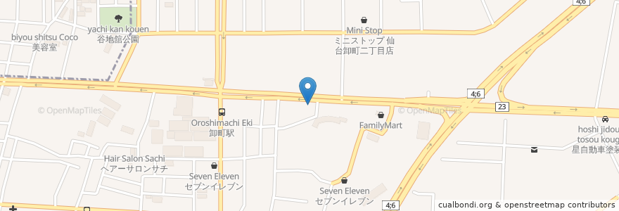 Mapa de ubicacion de サイゼリヤ en 日本, 宫城县, 仙台市, 若林区.