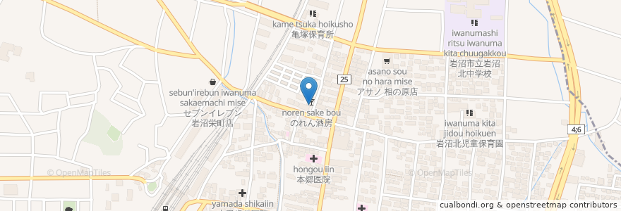 Mapa de ubicacion de のれん酒房 en 日本, 宮城県, 岩沼市.