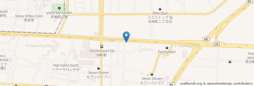 Mapa de ubicacion de 杜の都信用金庫 卸町支店 en 日本, 宫城县, 仙台市, 若林区.