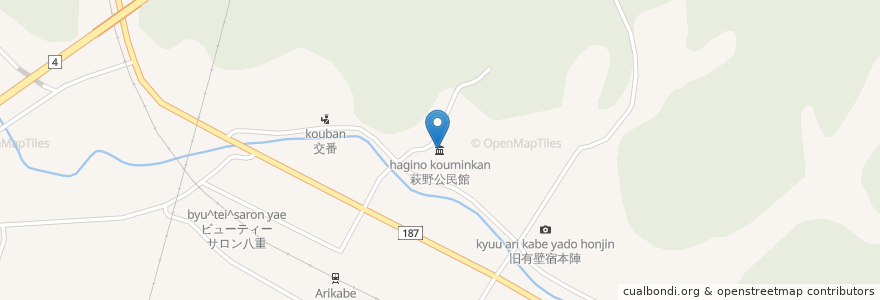 Mapa de ubicacion de 萩野公民館 en اليابان, 宮城県, 栗原市.