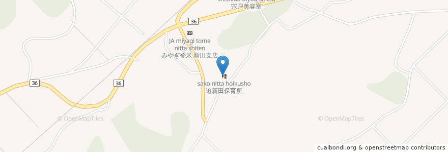 Mapa de ubicacion de 迫新田保育所 en Jepun, 宮城県, 登米市.