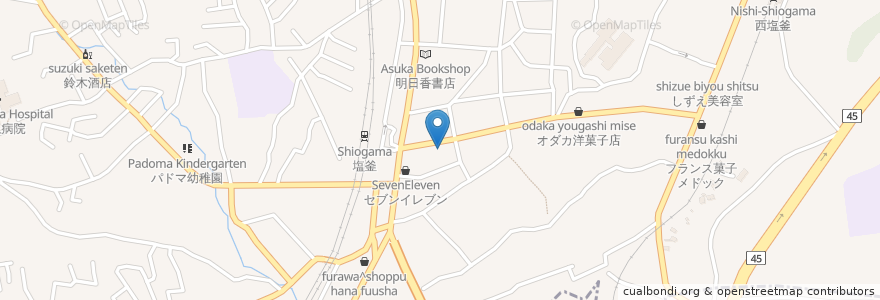 Mapa de ubicacion de 杜の都信用金庫 玉川支店 en 日本, 宮城県, 多賀城市, 塩竈市.