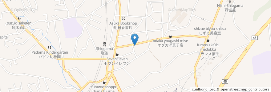 Mapa de ubicacion de 京都苑 en اليابان, 宮城県, 多賀城市, 塩竈市.